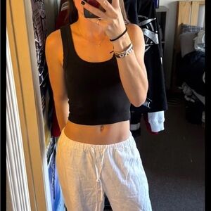 Glassons Black Ribbed Crop Tank